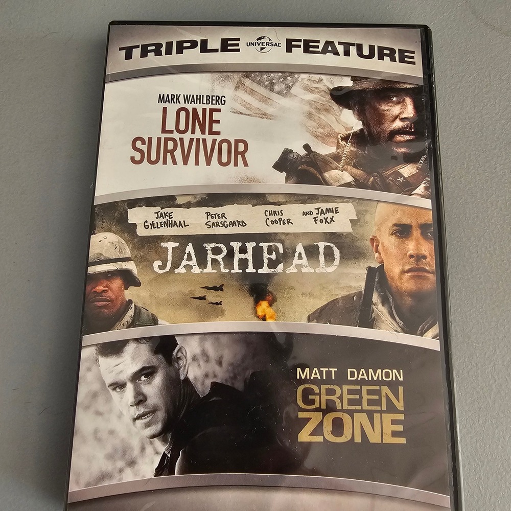 Universal Triple Feature DVD Lone Survivor Jarhead Green Zone Wahlberg Damon DVD